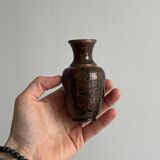 3 petits vases cloisonnés en métal ancien