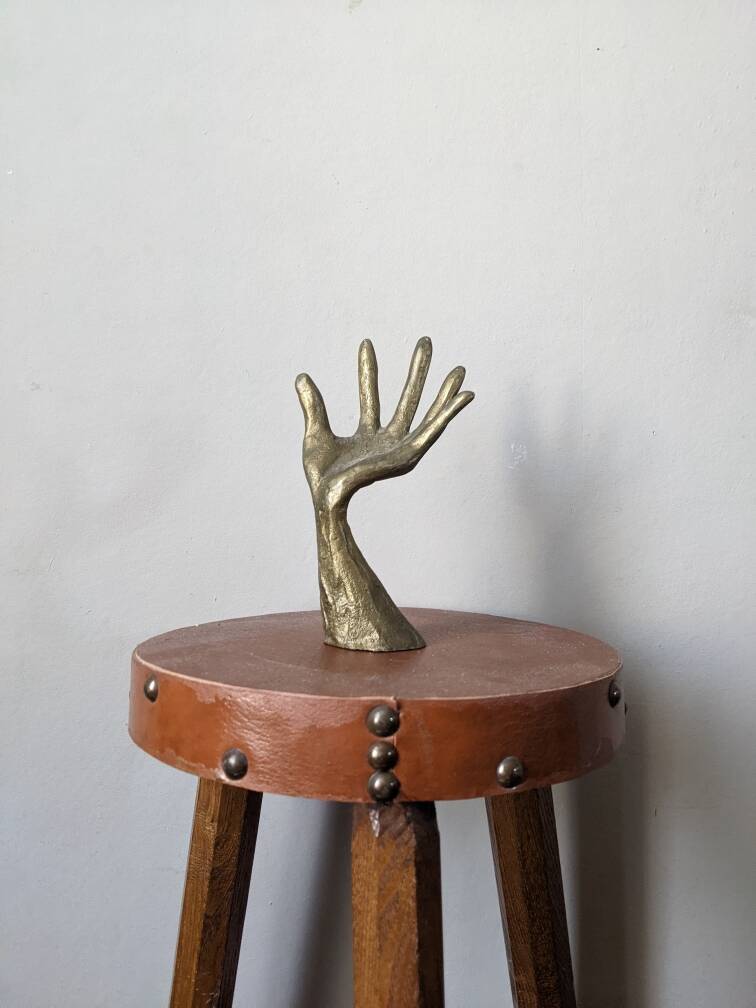 Vintage bronze hand sculpture ring sizer handcrafted decorative object