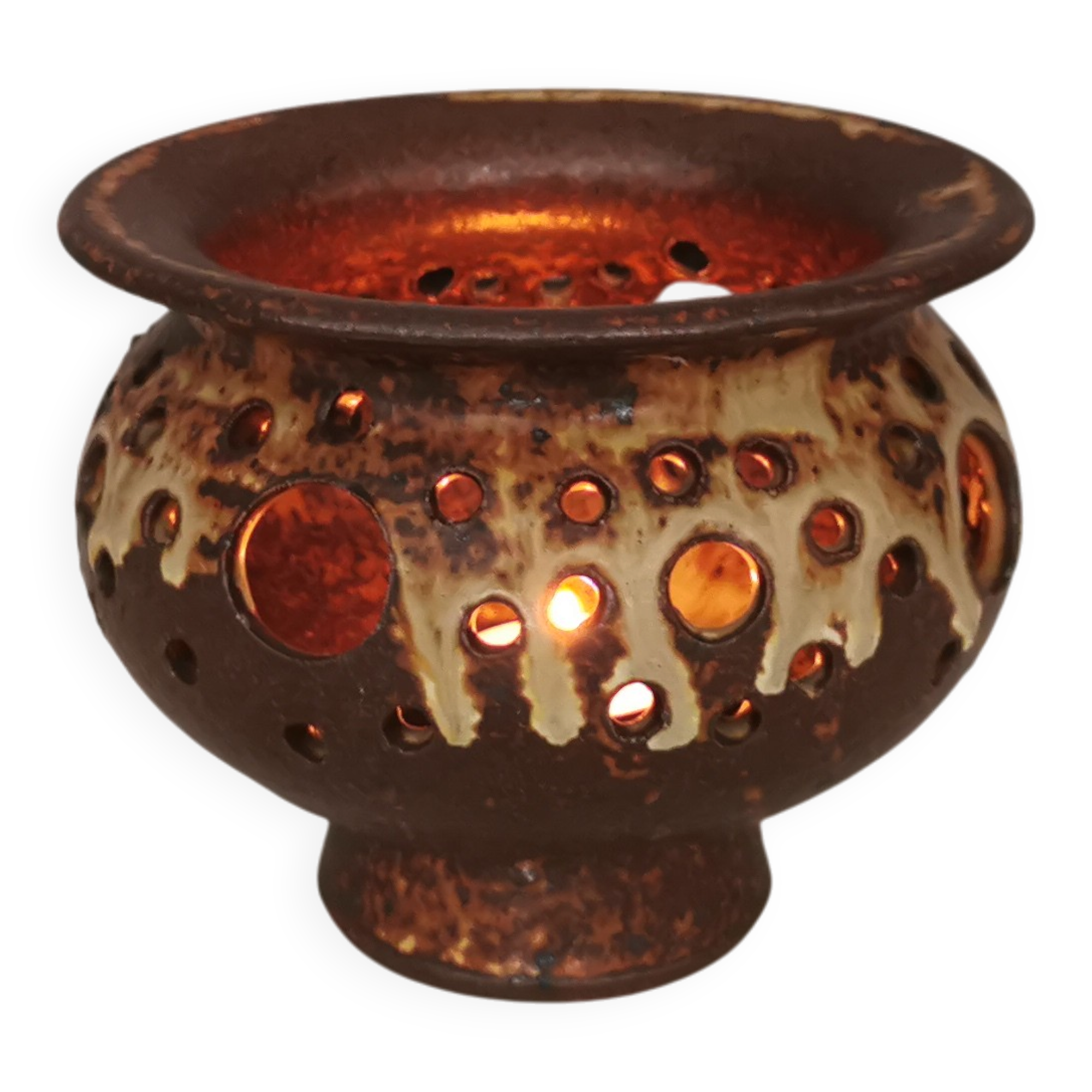 Support de bougie en céramique, danois des années 1970-80, pour bougies chauffe-plat.