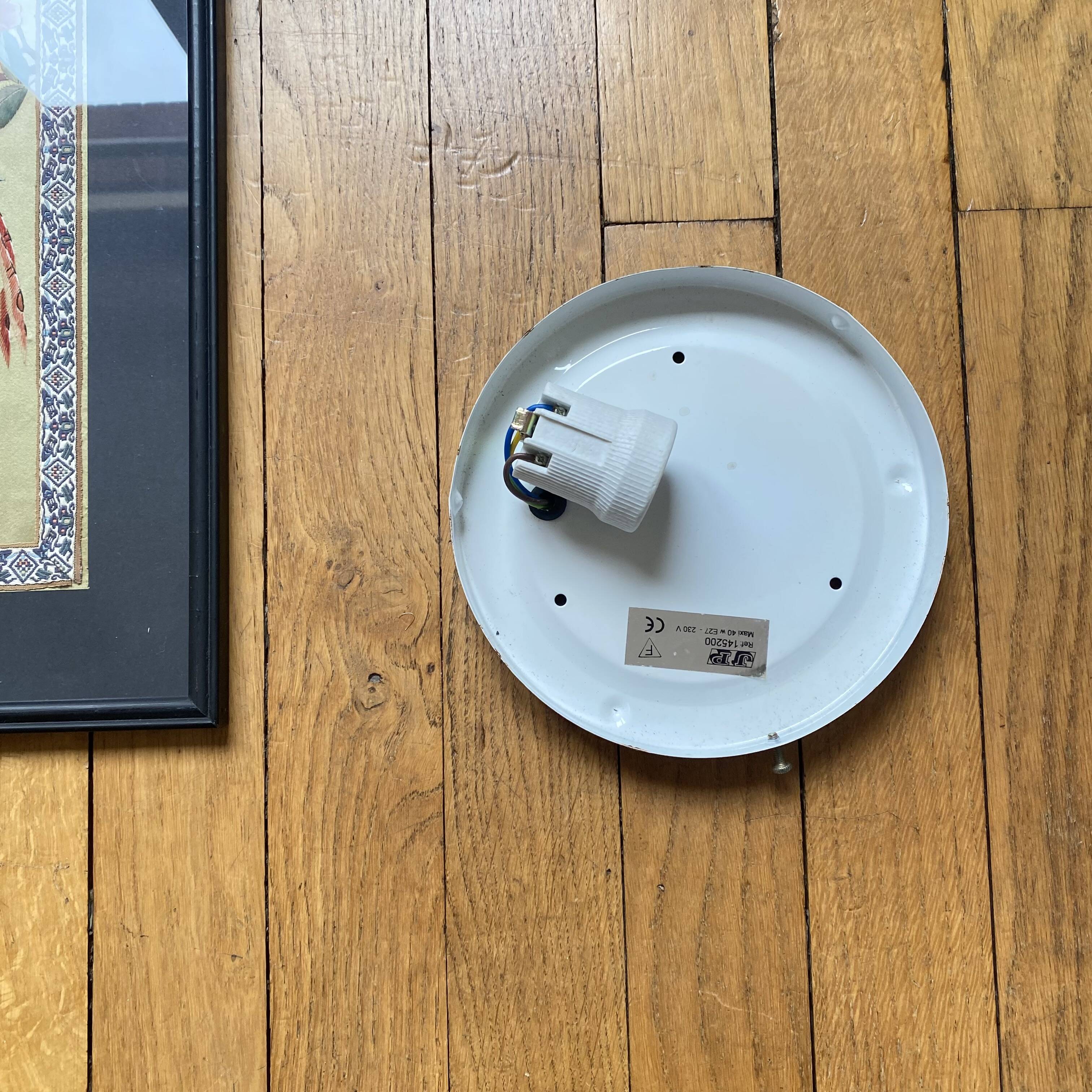 Vintage wall ceiling light in white glass