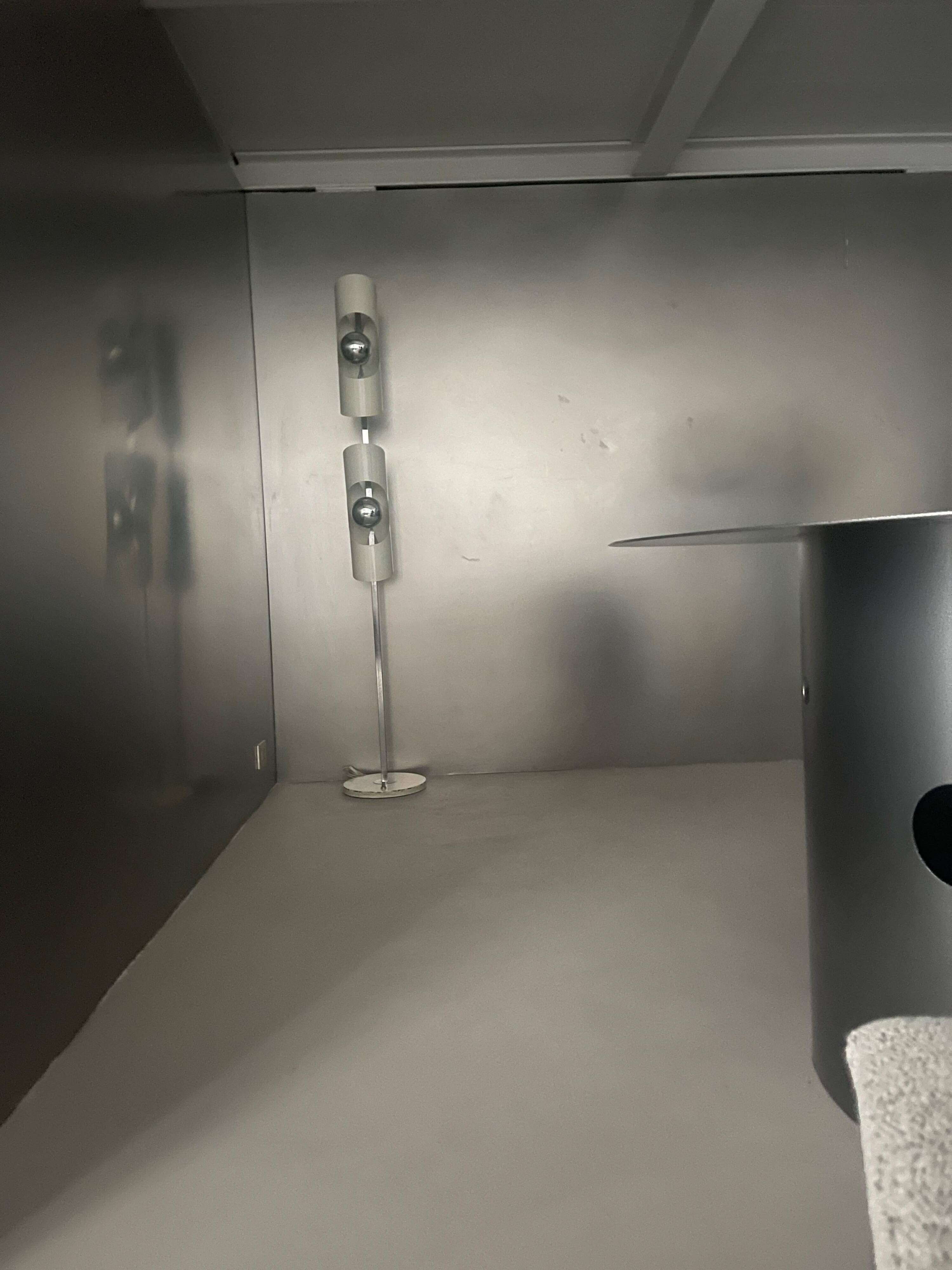 Vintage Space Age Floor Lamp in Steel and Chrome , 1970's Italian Floor lamp