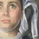 Painting young girl praying