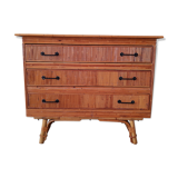 Vintage rattan and bamboo chest of drawers 50s