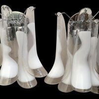 White and transparent “selle” murano glass wall sconces