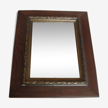 Miroir avec cadre stuc et bois doré - début XXeme - 60x50cm