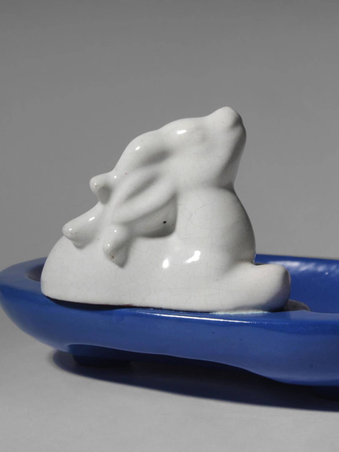 Gabriel Burmeister White Deer Art Deco Ceramic Bowl, 1930s