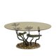 Table basse nénuphar en bronze à deux patines, années 1970