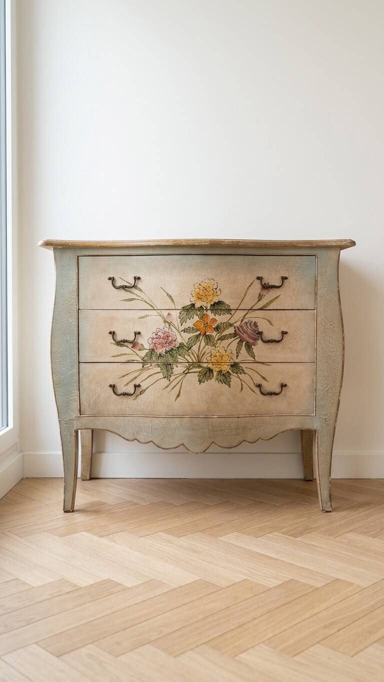 Multicoloured shabby chic wooden dresser set
