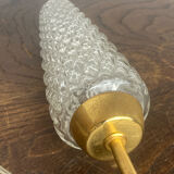 Pair of retro wall lights, brass and glass