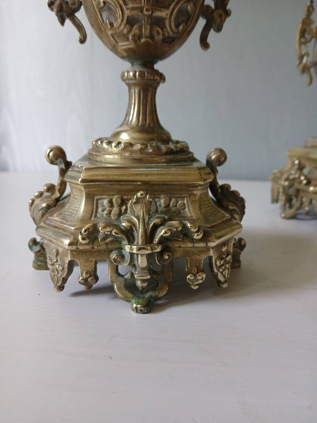 Pair of bronze candlesticks in Louis XVI style – 4 lights – 38 cm