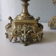 Paire de chandeliers bronze style Louis XVI – 4 feux – 38 cm