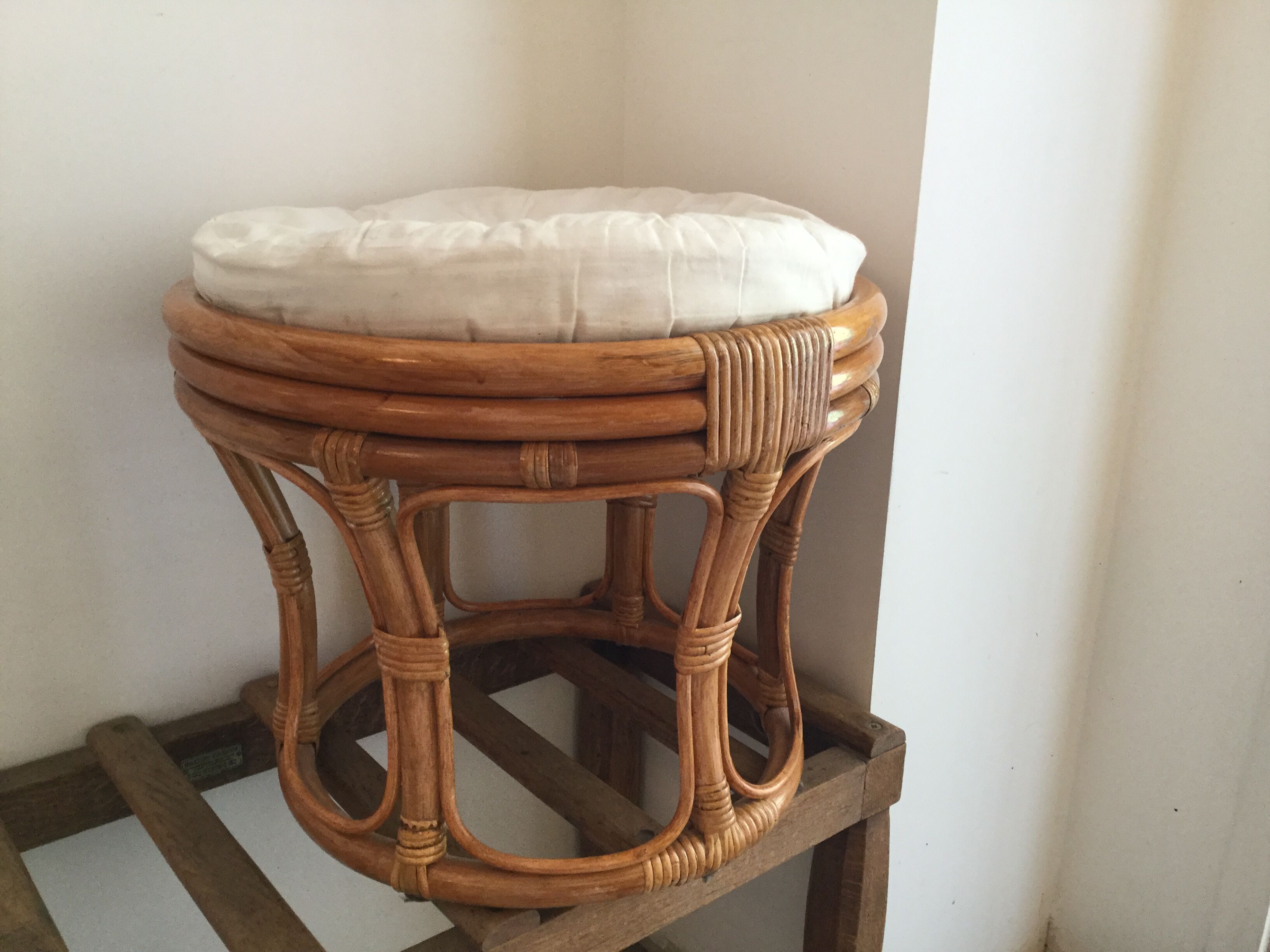 Vintage rattan poufs