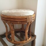 Lot de 2 poufs en rotin vintage
