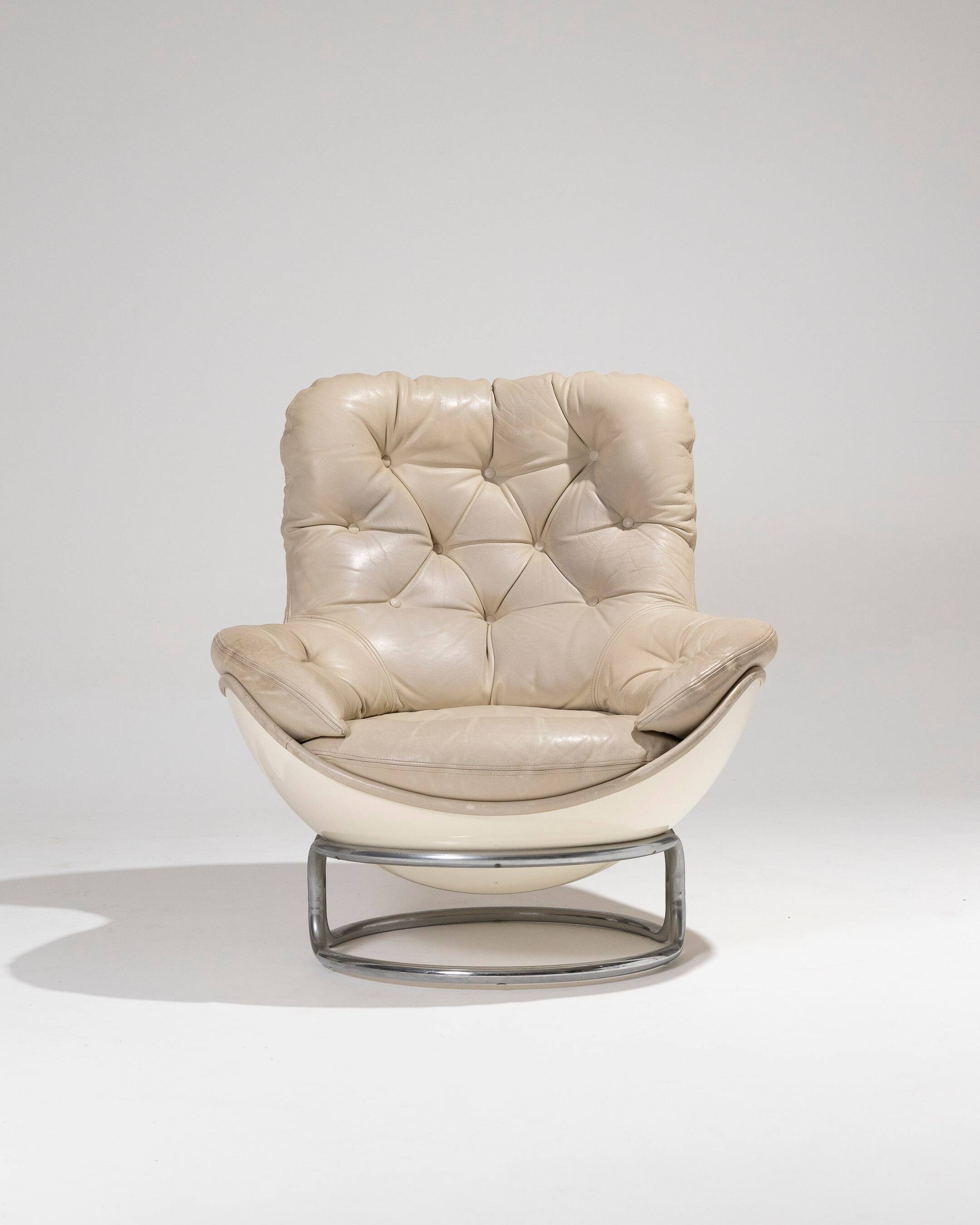 MICHEL CADESTIN KARATE LEATHER ARMCHAIR, 1970s