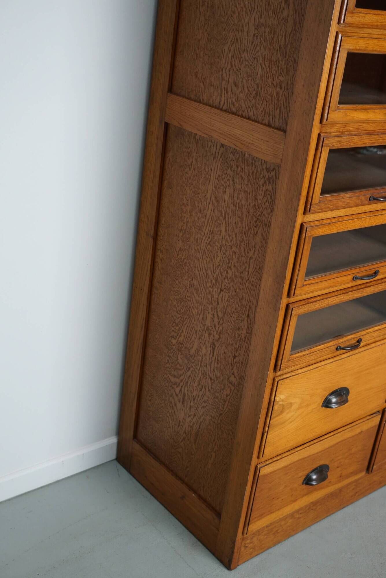 English Haberdashery Shop Cabinet with Glass Fronted Drawers, Circa 1930s