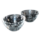 Cristal jg durand set of 2 cut crystal bowls with bubble dots