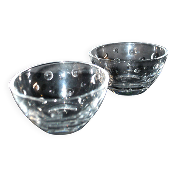 Cristal jg durand lot de 2 bols en cristal taillé pastilles bubble