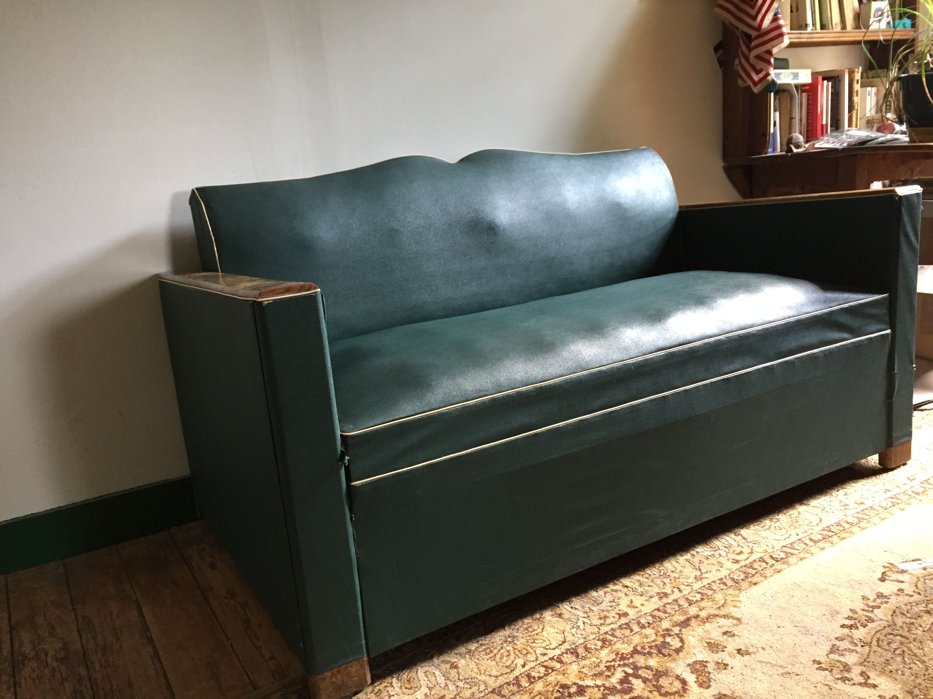 Leatherette sofa bed 60s