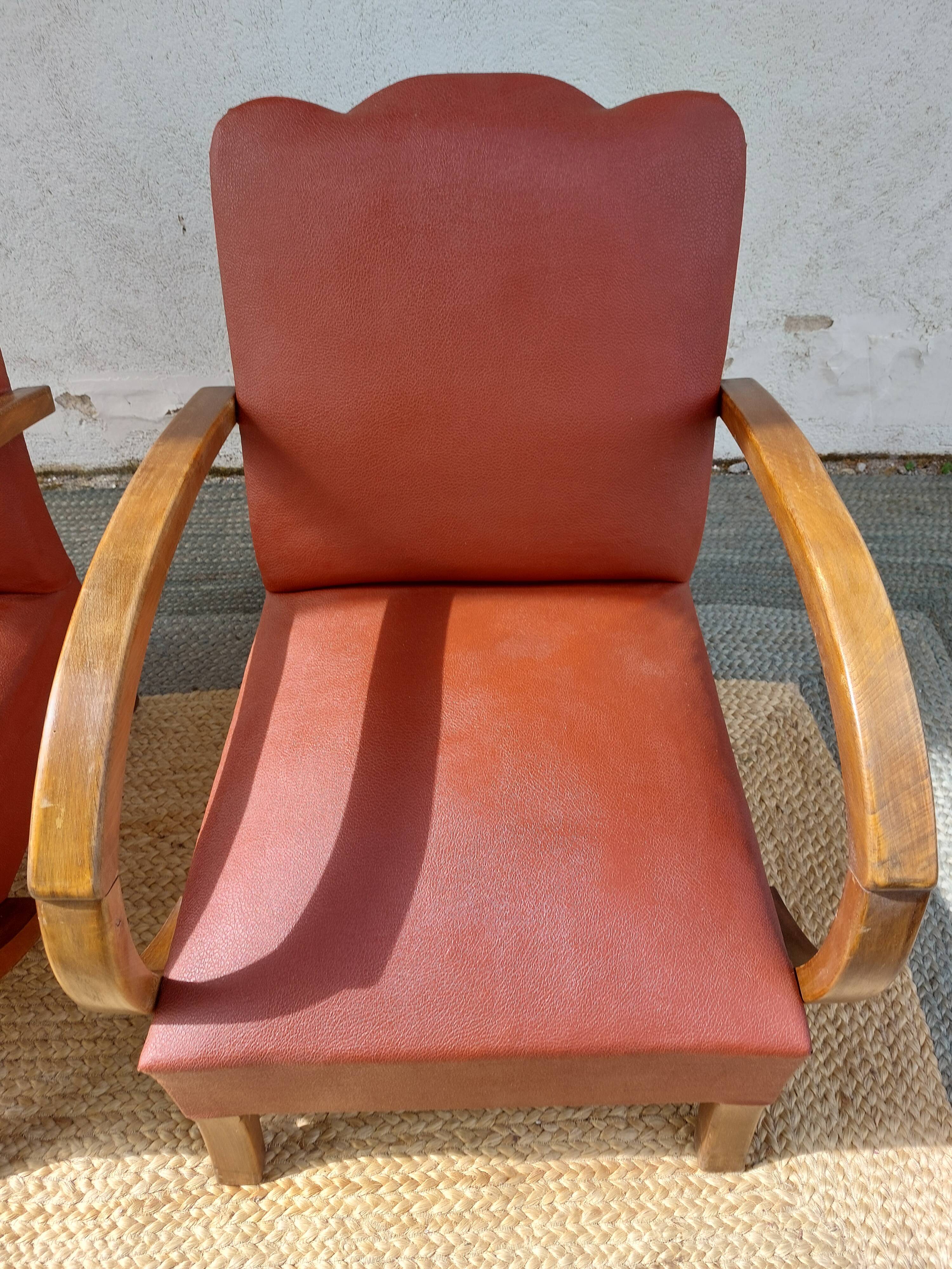 paire de fauteuils art déco, terracotta