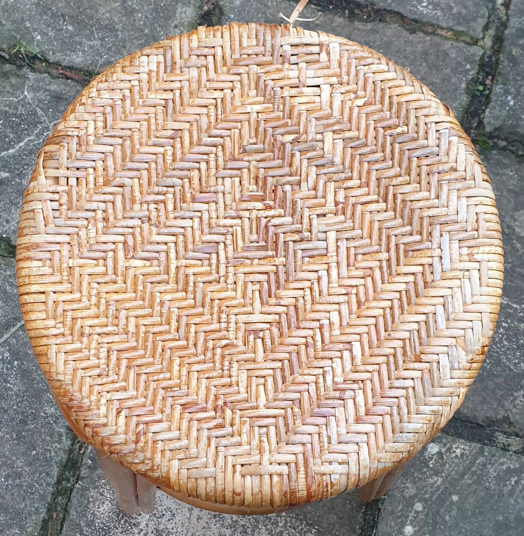Wicker bar stool and bamboo cane