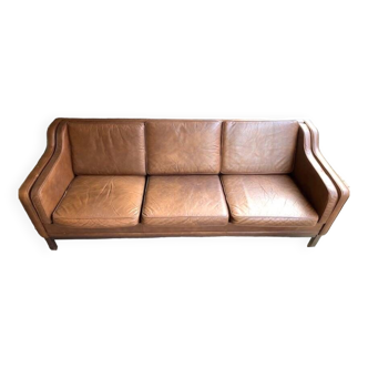 Leather sofa, vintage Scandinavian sofa in camel leather