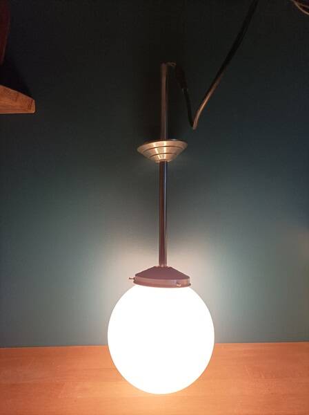 Chandelier suspension ceiling light globe opaline metal