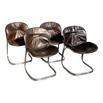 Set of 4 "sabrina" chairs by gastone rinaldi for rima, italy 1970's