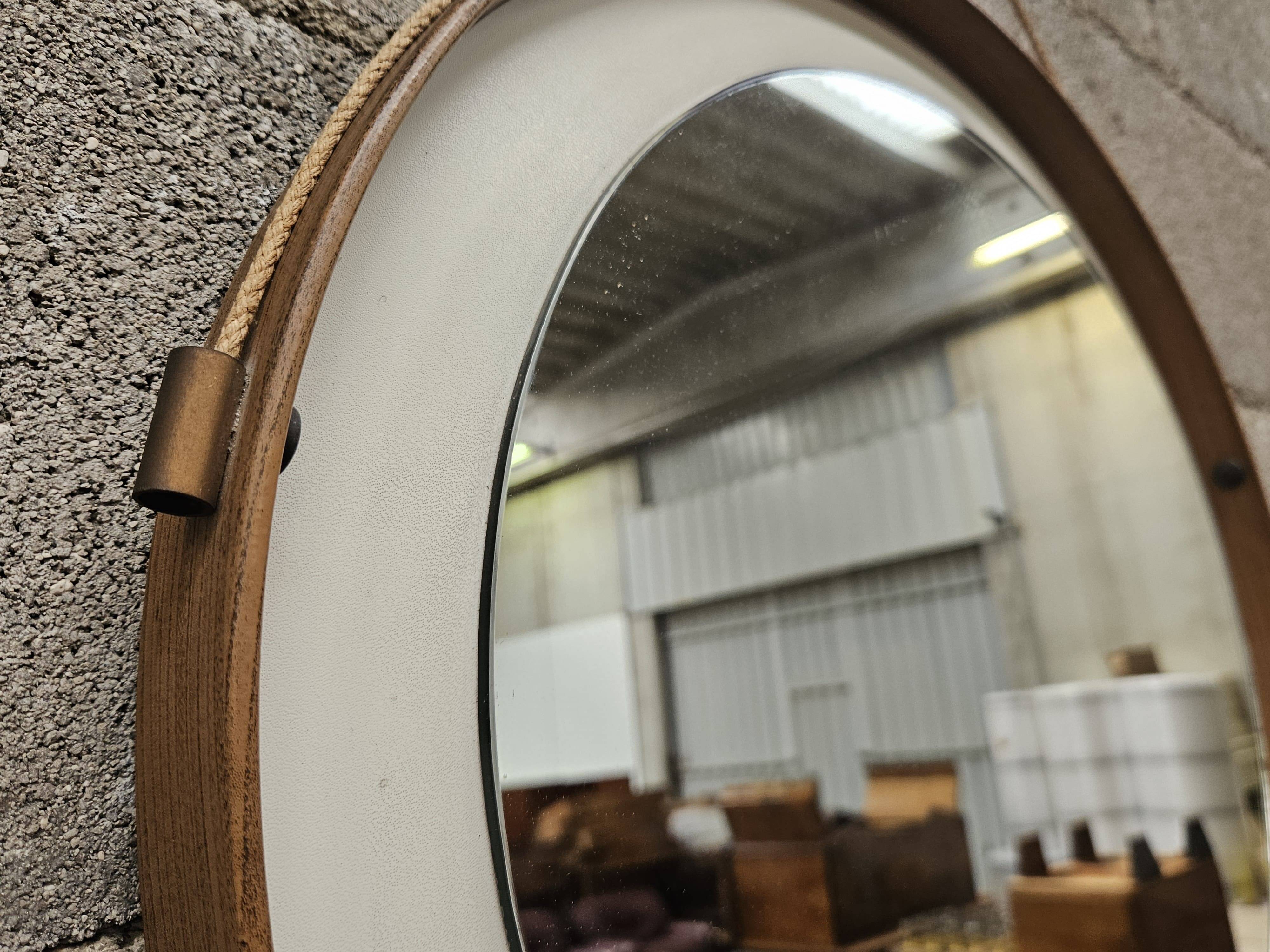 Vintage 1970s PVC and faux leather wall mirror