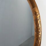 French Art Deco Oval gilded Mirror in Carved Wood, ca. 1920