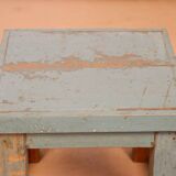 Antique Burmese teak bedside table with original blue patina