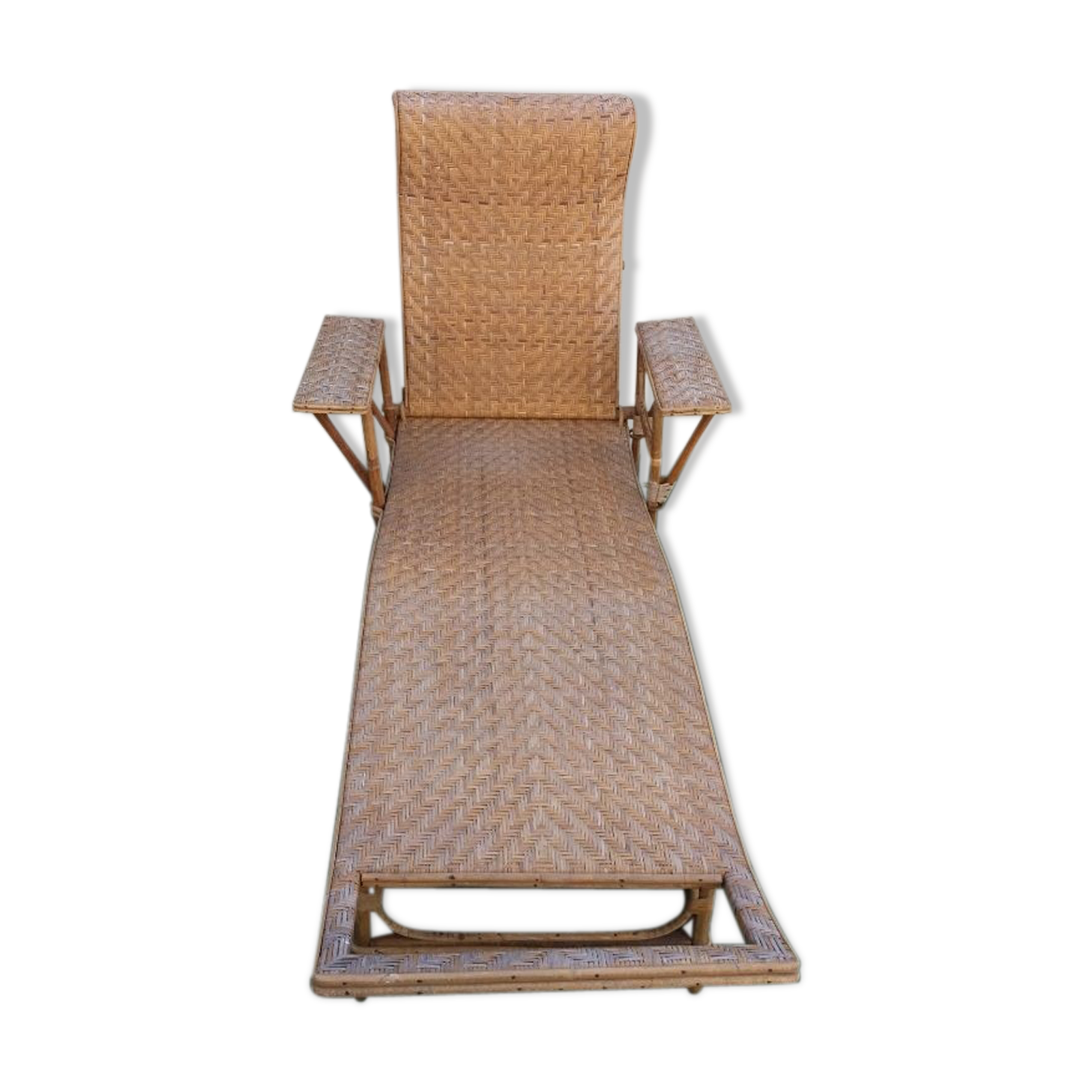 Transat chaise longue en rotin des années 30