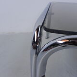 Coffee table with smoked glass top in chromed frame