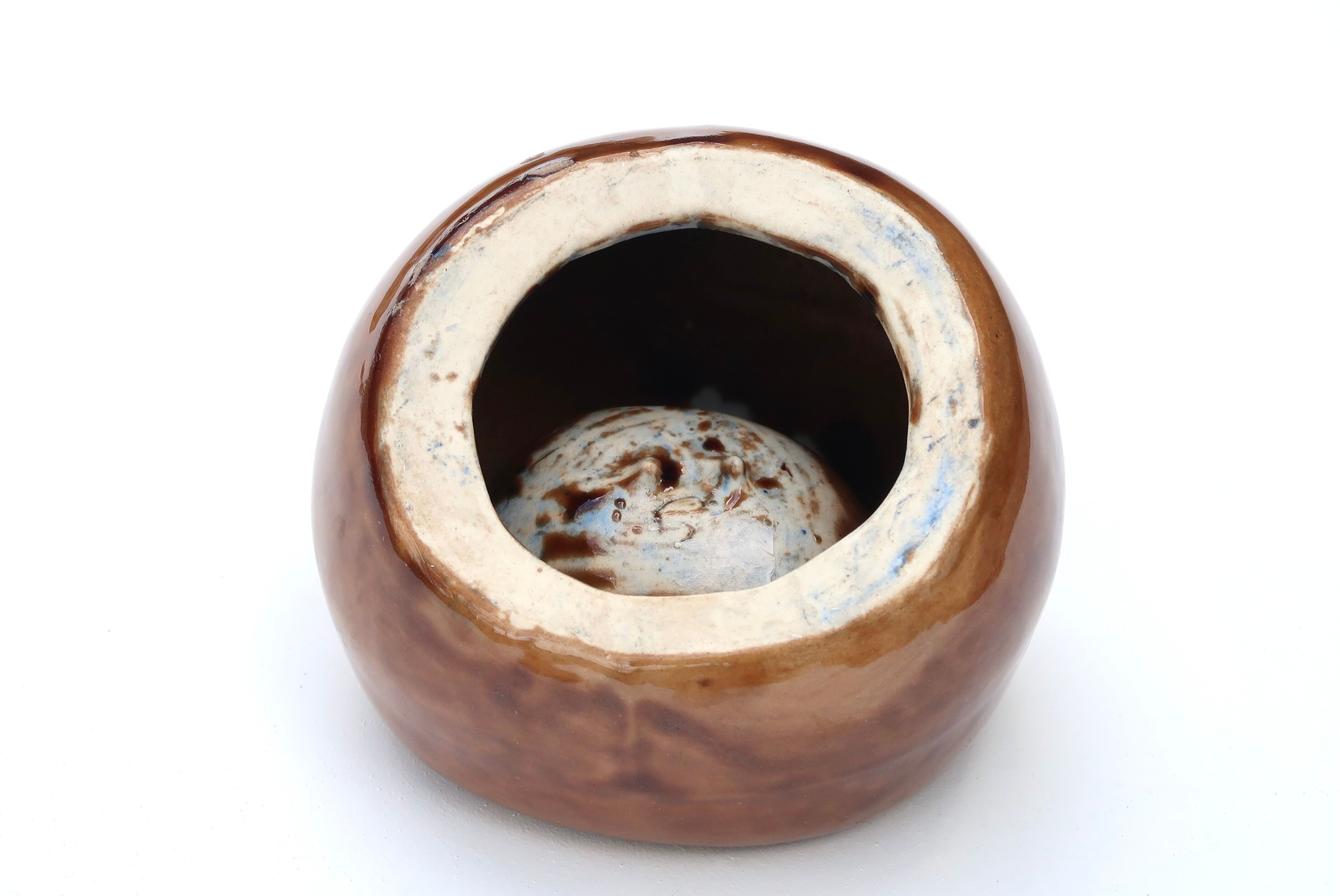 Cendrier marron en céramique, années 50