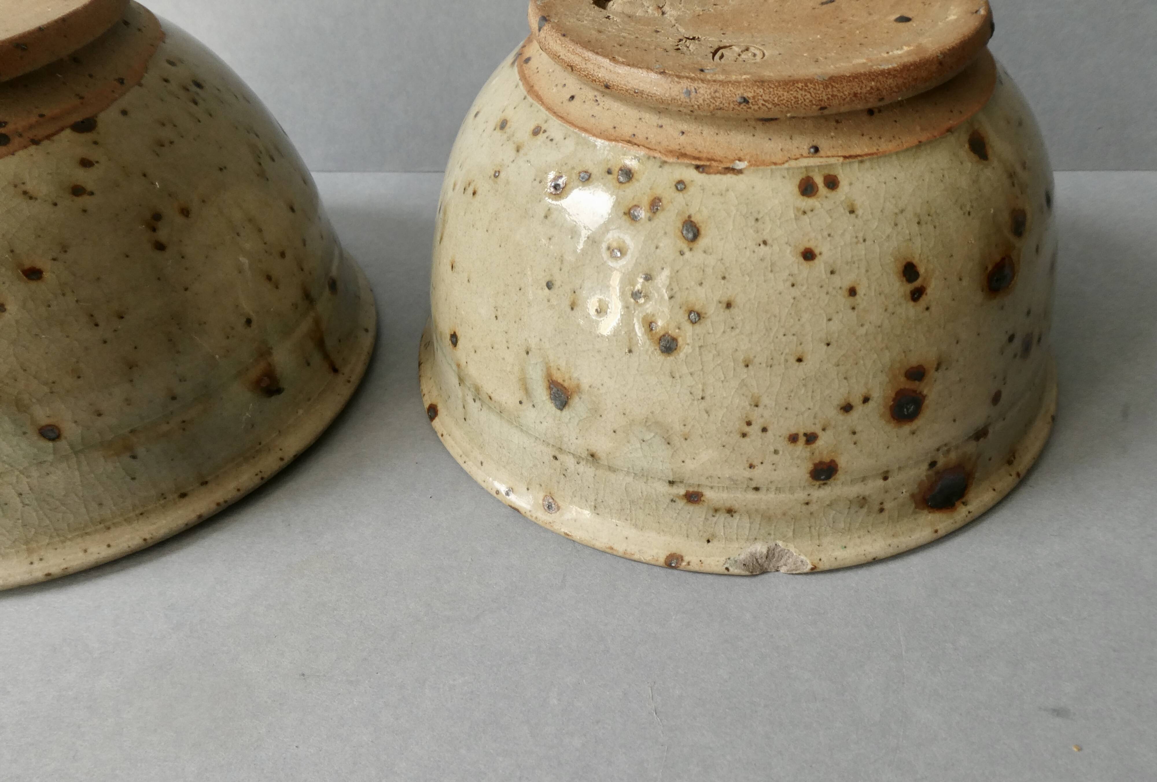 2 stoneware bowls signed, Rémi Bohnert, la Borne, 1970s