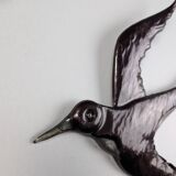 Pair of Metal Wall Sculptures Swallows, Signed, 1970s