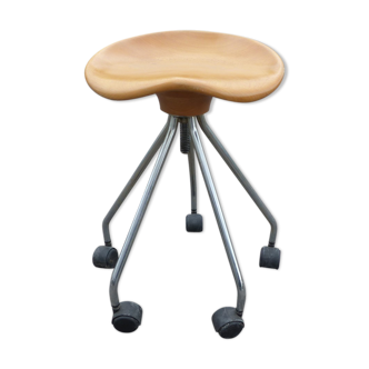 Tabouret structure métal réglable en hauteur sur roulettes