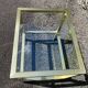 Vintage 1980s rectangular gold metal end table/shelf by pierre vande