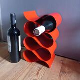 Red painted metal bottle holder, vintage 1980