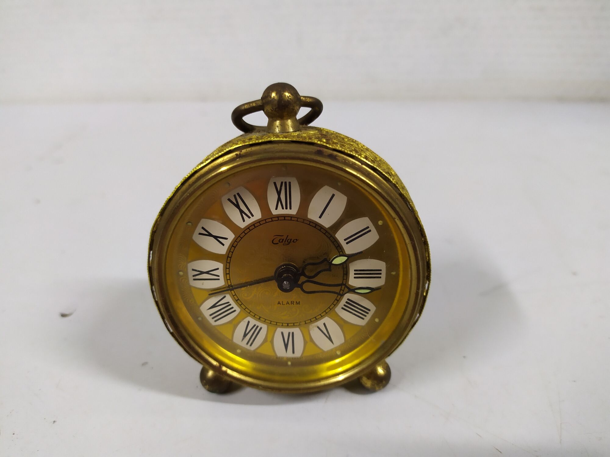 beautiful little golden mechanical alarm clock - vintage - TALGO - works