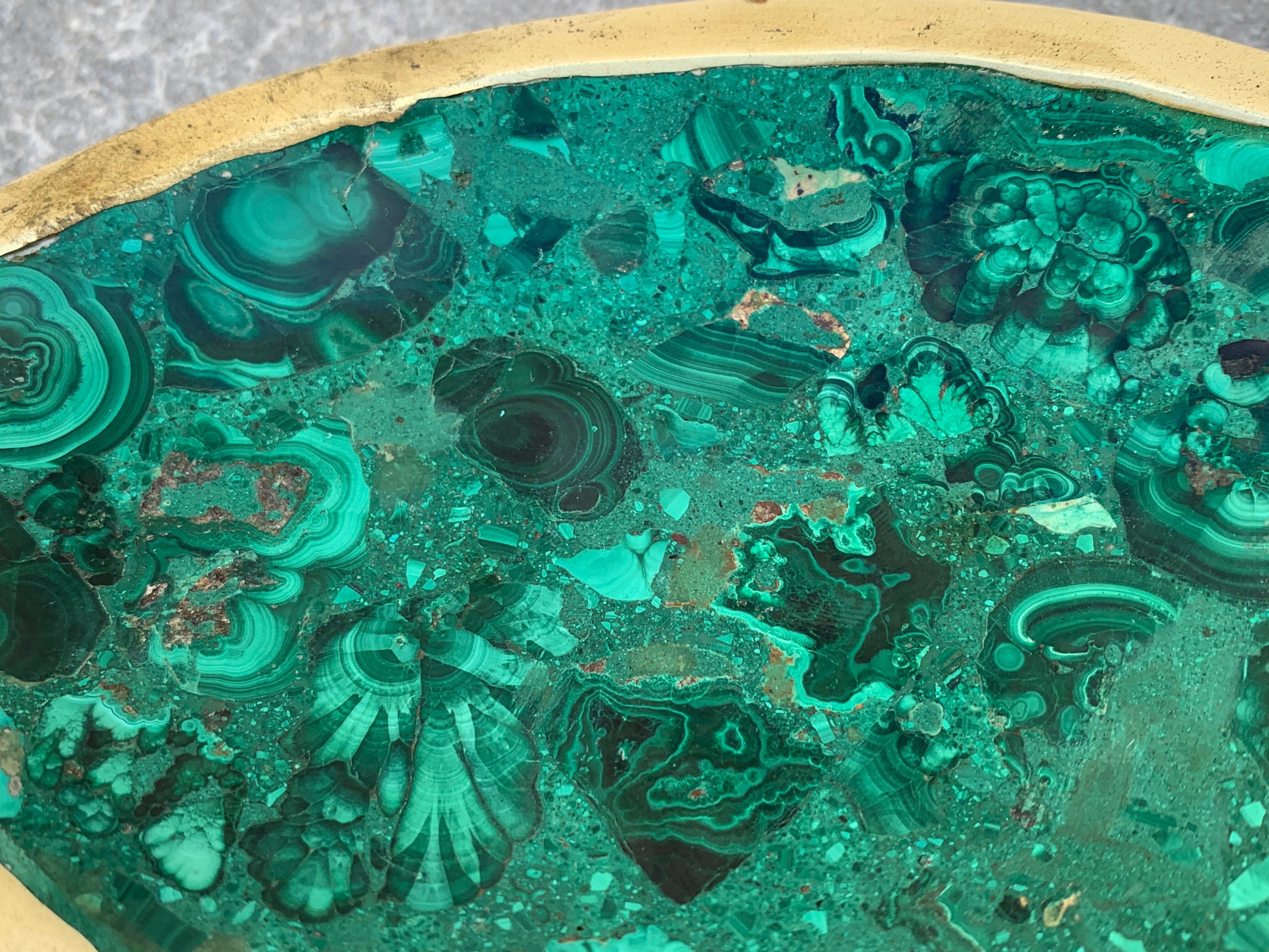 Ashtray or empty pocket in malachite and bronze