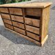 Antique fir wood workshop cabinet with drawers