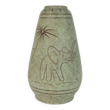 Vase en céramique u-keramik du début des années 1960, modèle no. 137/30 décor éléphants et palmiers