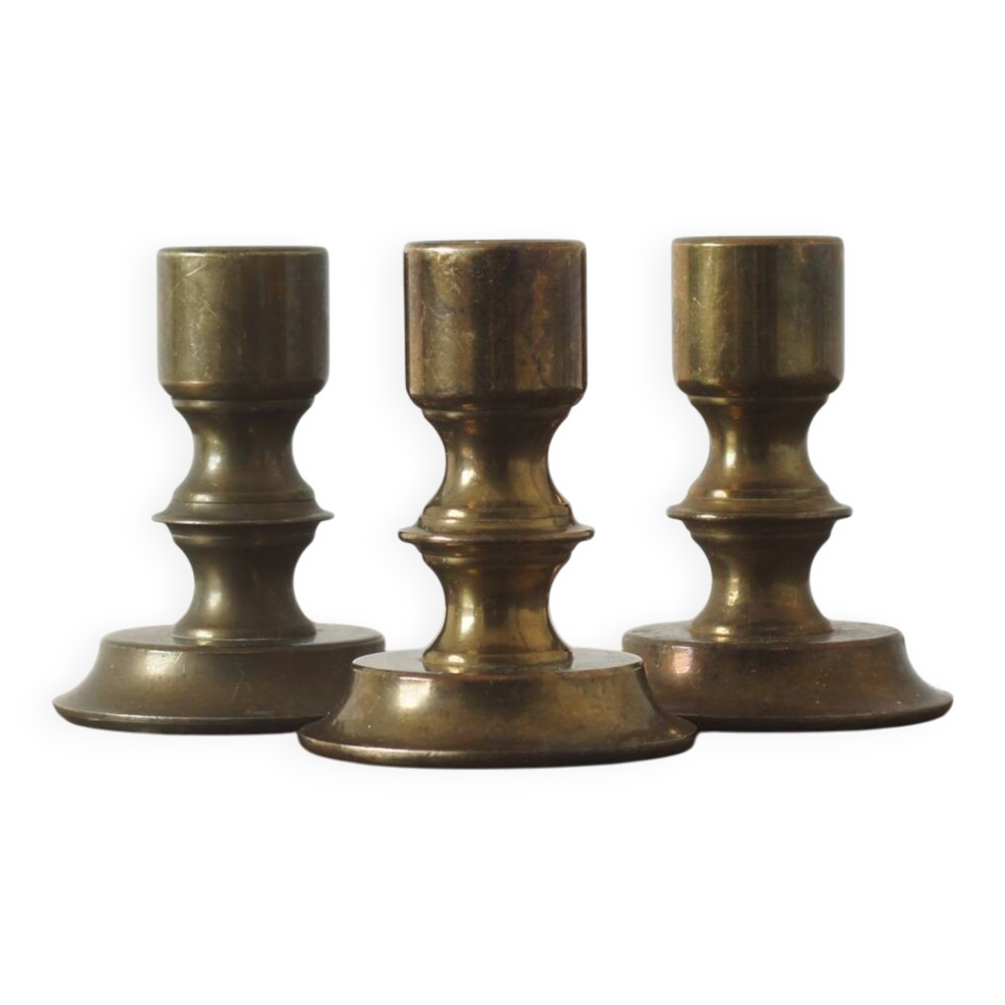 Vintage Norwegian Brass Candlesticks, 1970s, Set of 3