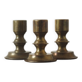 Vintage Norwegian Brass Candlesticks, 1970s, Set of 3