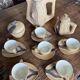 Wooden trompe-l'oeil coffee service – signed Vallauris Grandjean-Jourdan