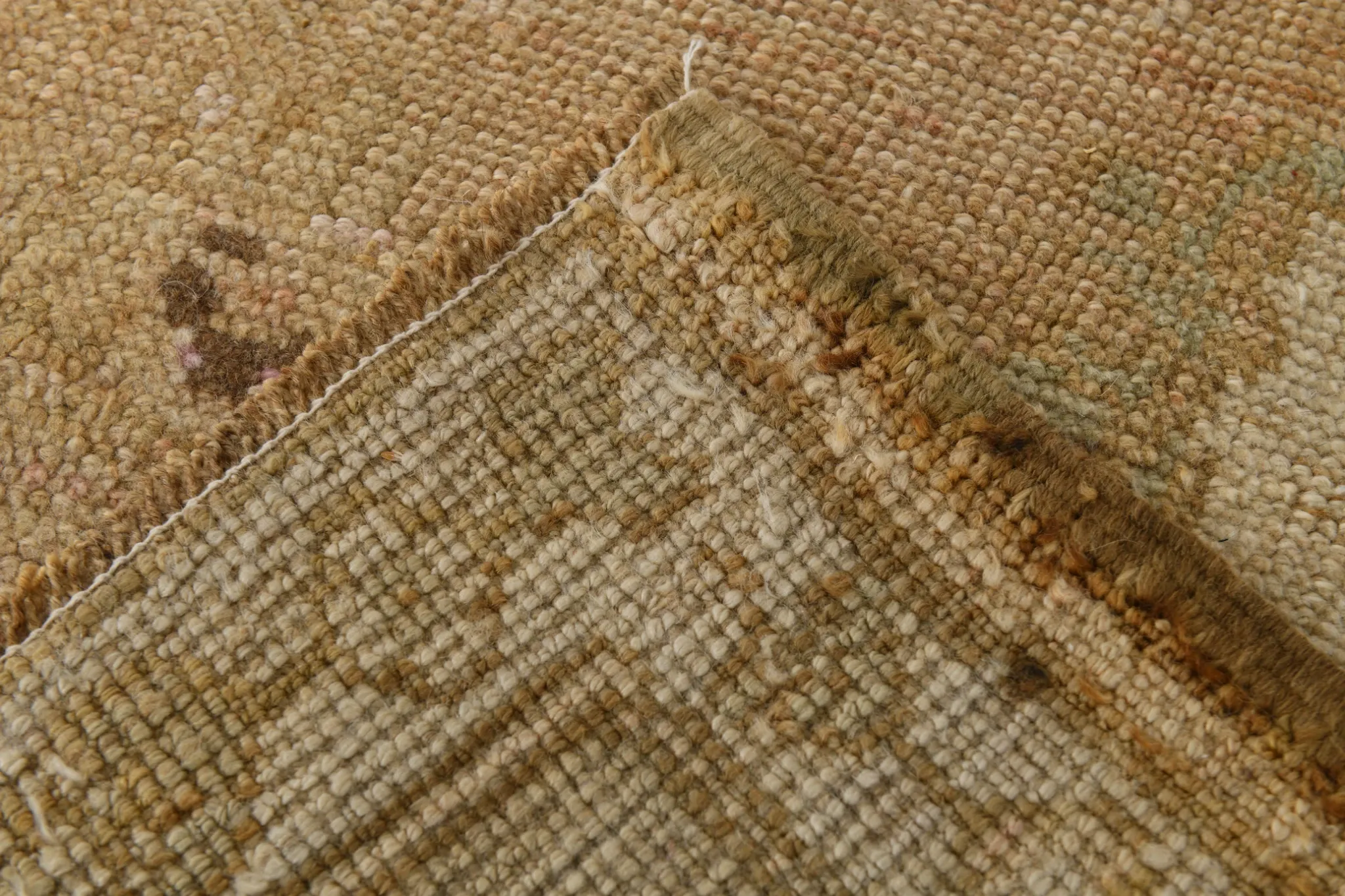 Light Brown & Pink Vintage Persian Rug, Handmade Wool Classic Home Decor
