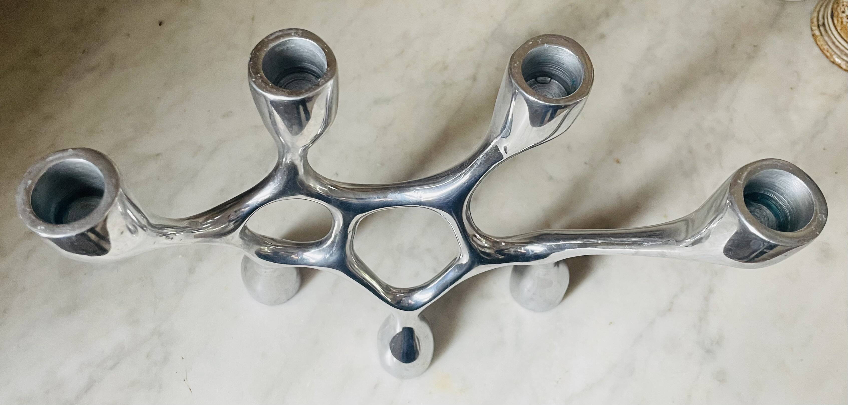 Vintage aluminium cast iron candlestick
