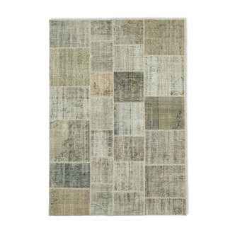 Handwoven oriental vintage 170 cm x 243 cm grey patchwork carpet