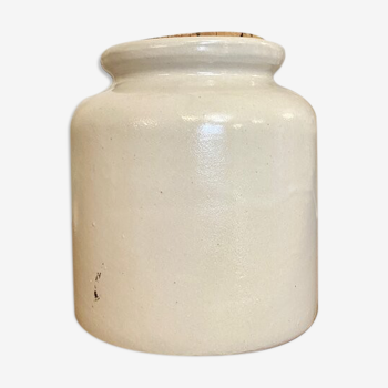 Mustard pot in beige glazed sandstone