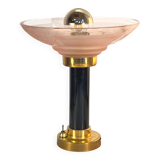 Art Deco bedside lamp with signed Muller glass.